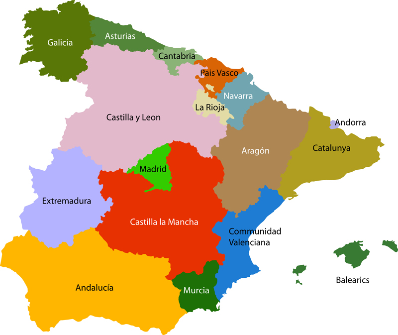 Overzichtskaart van de Spaanse provincies