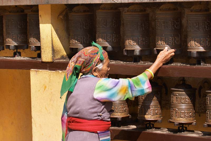 Gebedsrollen in een boeddhistische tempel