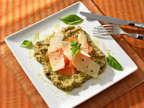 Auberginepuree met gerookte zalm