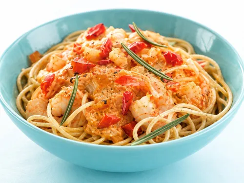 Spaghetti met romige paprikasaus