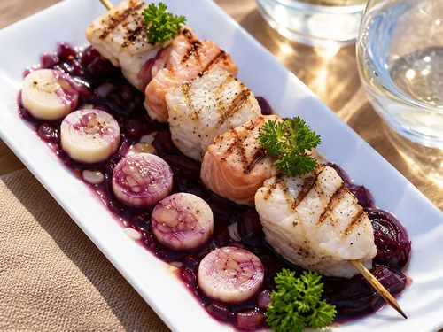 Visbrochette met palmharten